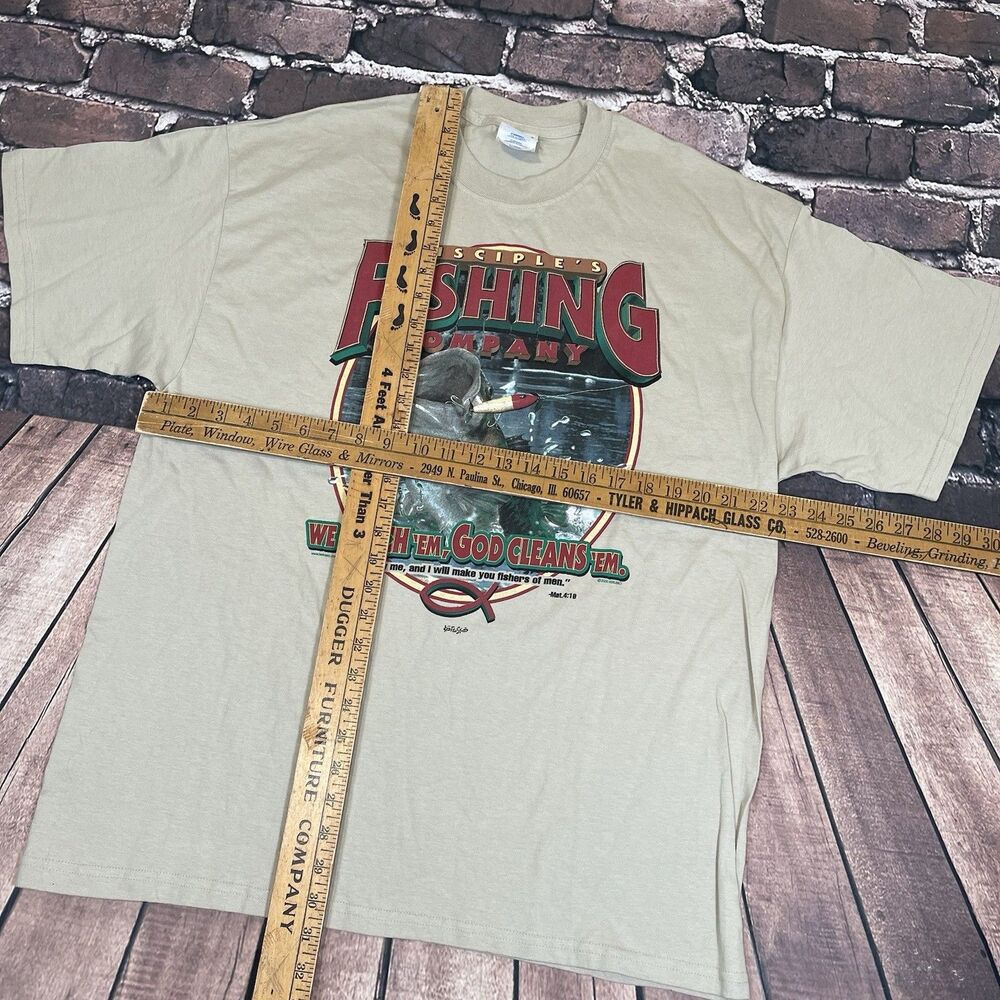 Vintage 2000 Disciple’s Fishing God Jesus Fish Nature Graphic T-shirt Mens XL - Picture 9 of 12